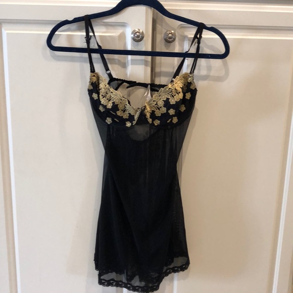 Victoria's Secret Other - Victoria’s Secret Black & Gold Metallic Gown